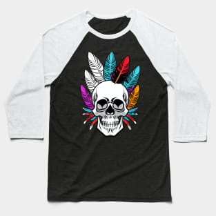 skull with feathers Baseball T-Shirt